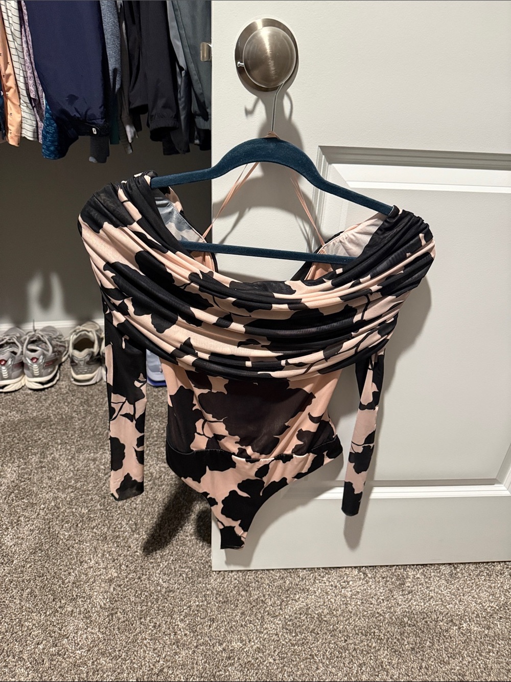 AFRM from revolve new with tags off the shoulder patterned bodysuit size m